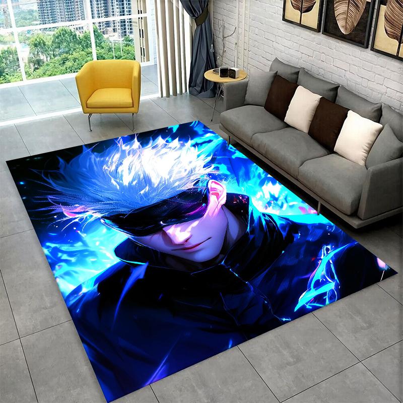Tappeto Anime Jujutsu Kaisen Cartone Animato Itadori Yuj per Stanza dei Giochi Camera da Letto Soggiorno Divano Arredamento Casa, Tappetino Antiscivolo per Bambini