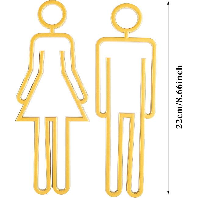 Acrylic Adhesive Backed Men's and Women's Bathroom Sign, Bathroom Door Signs, Restroom Signs for Business,Bathroom Signage (Golden)