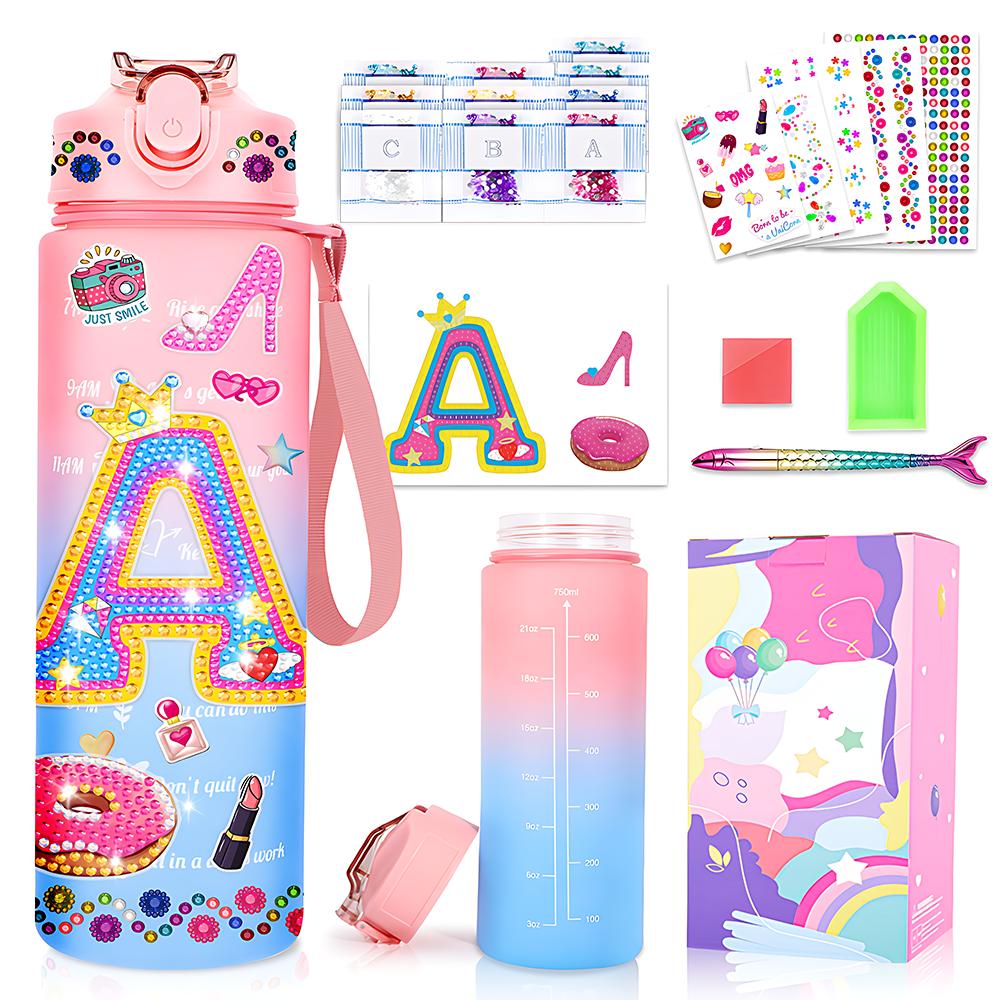 

750 мл набор детских бутылок для воды своими руками для девочек, мотивирующие бутылки для воды с маркером времени, самодельные предметы искусства и ремесла для школы и на открытом воздухе 750ML