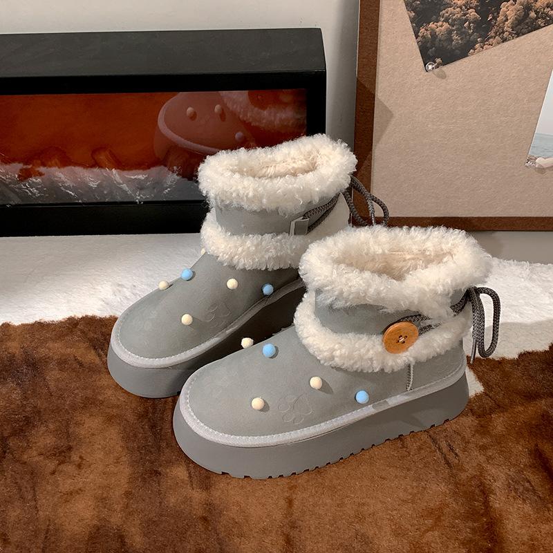 Fashion thick and cute warm thick-soled snow boots women's 2025 new winter northeast velvet thickened cotton shoes