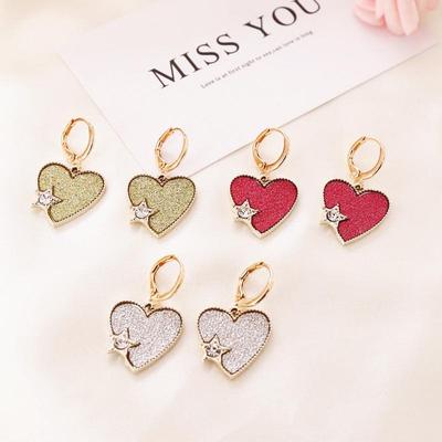 Crystal Zircon Frosting Heart Hoop Earrings For Women Girls Jewelry Rhinestone Female Party Drop Earring Gifts