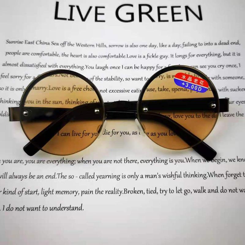 

Vintage Metal Presbyopic Glasses Half Border Punch Round Anti-Fatigue Hd Glasses For Men Woman Blue Light Blocking Spectacles 3.5