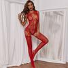 Bodysuit Pajamas O-Neck Nightwear Thin Popular Hollow Out Mesh Stocking Sleepwear for Bedroom