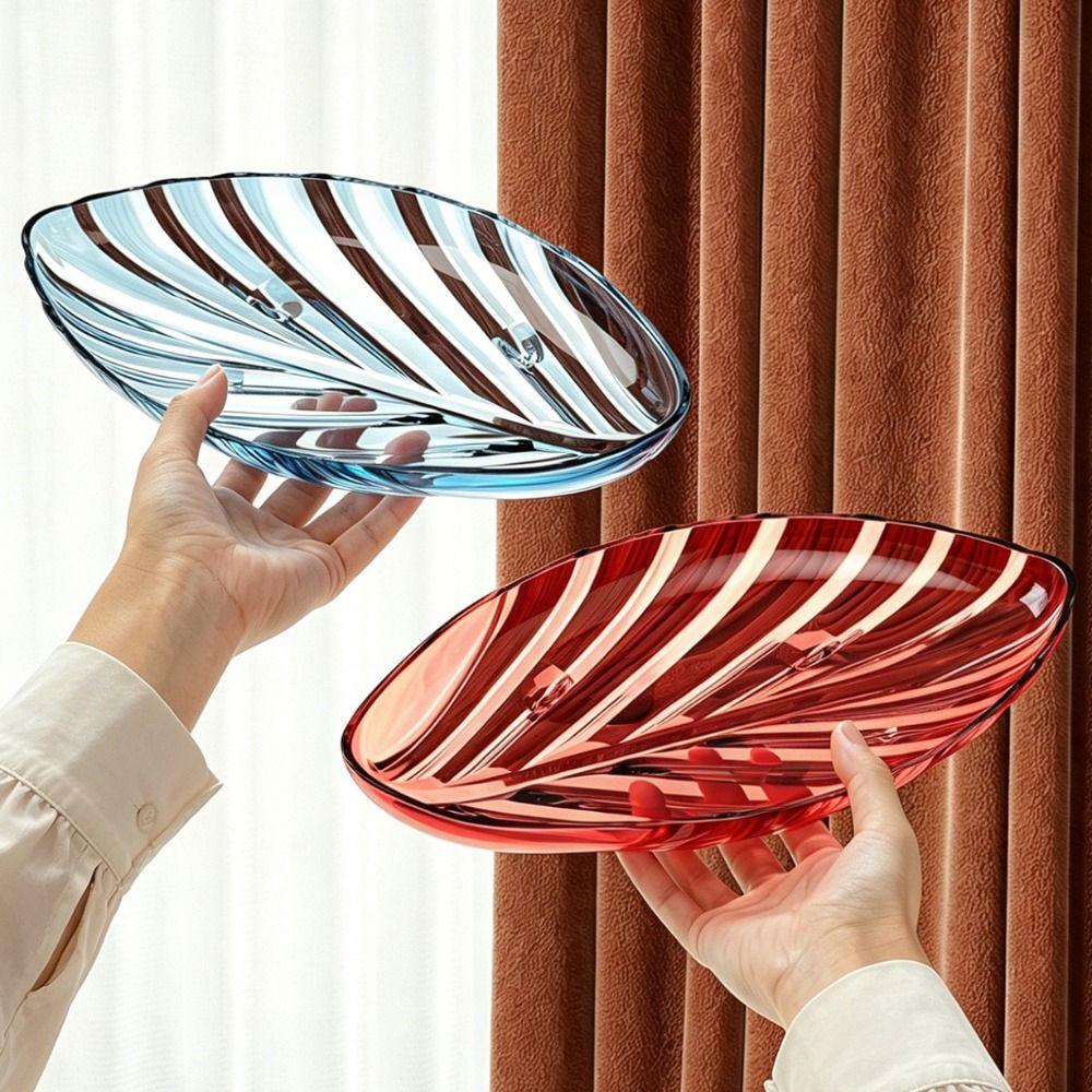Large Capacity Leaf Shape Snack Serving Dish Transparent Fruit Plate Bone-spitting Plate Nut