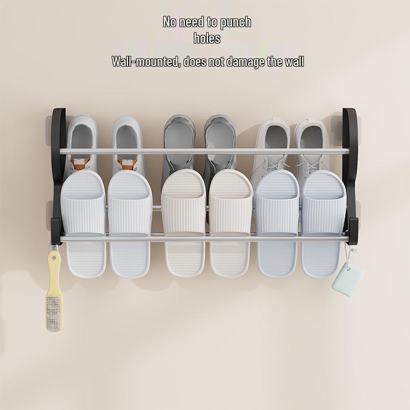Wall-Mounted Hole-Free Shoe Rack: Simple, No-Installation, Multi-Layer Storage for Bathroom or Door