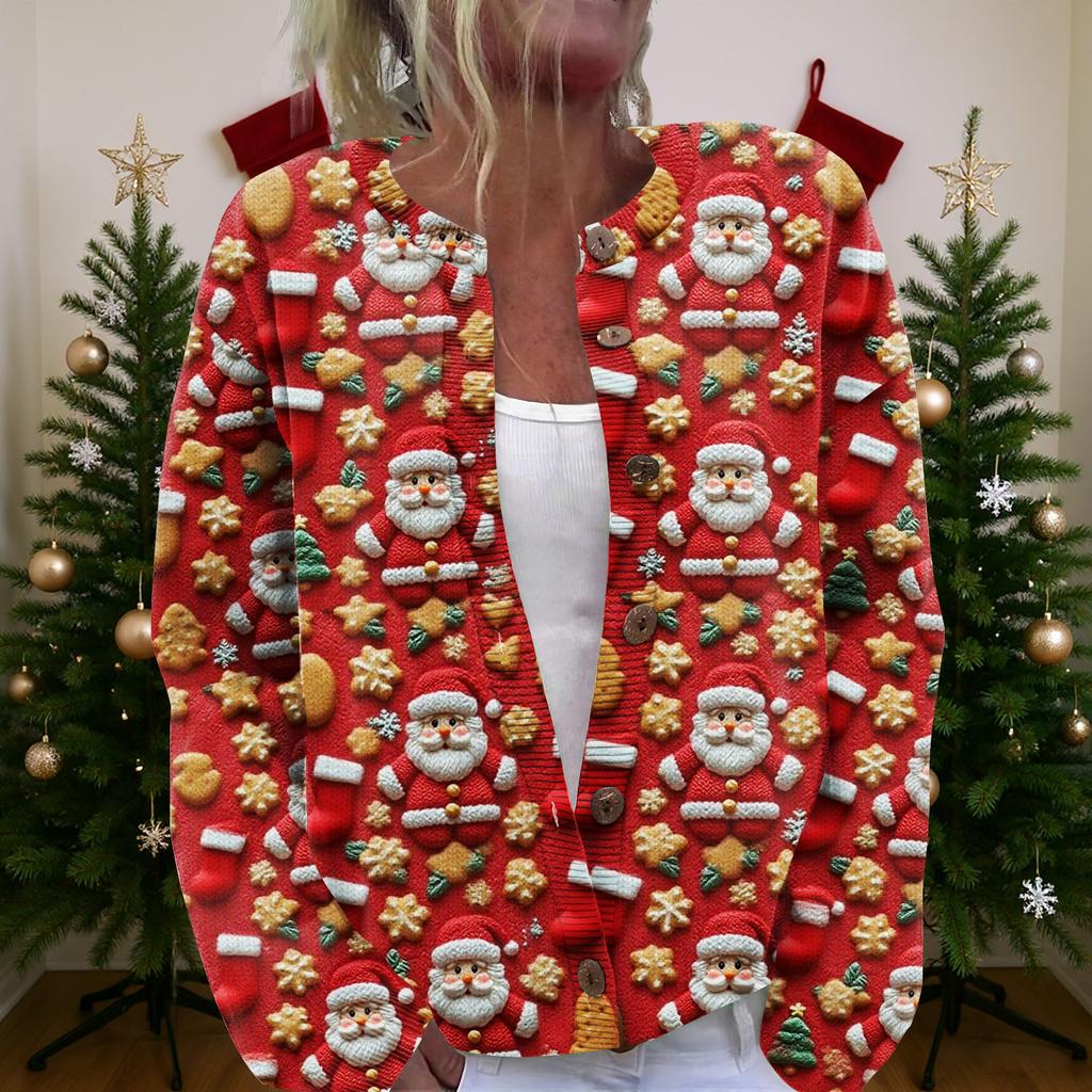 Suéter Navideño para Mujer Suéter Navideño Lindo Divertido Otoño e Invierno Manga Larga Suéter de Punto