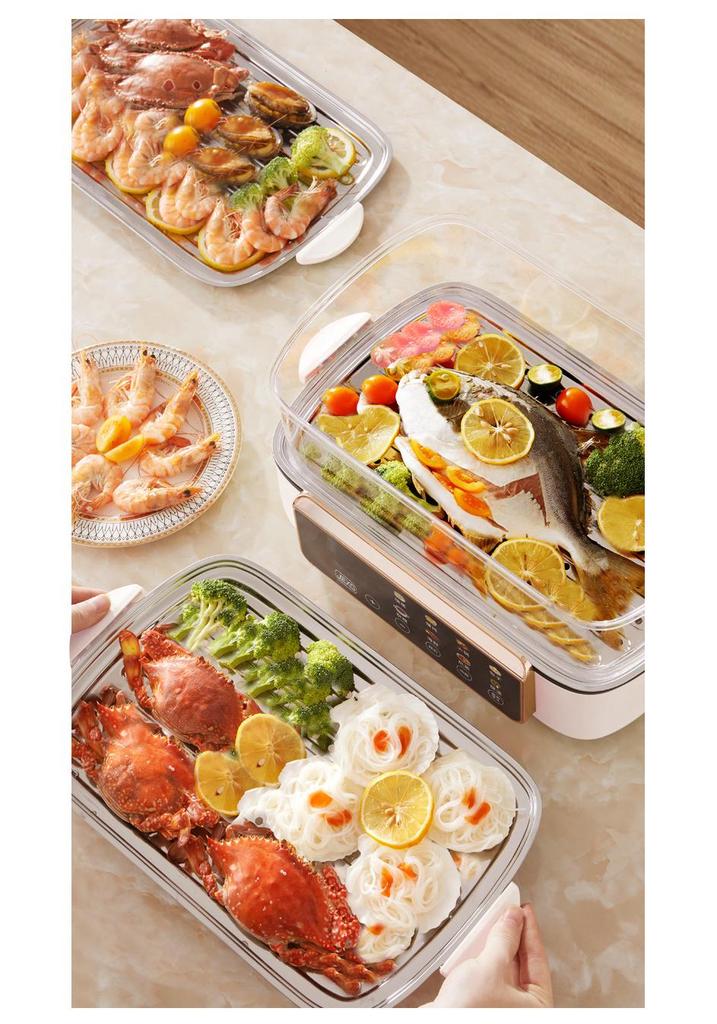 German Electric Steamer: Three-Layer, Large Capacity with Timer, Anti-Dry Protection for Stewing and Cooking.