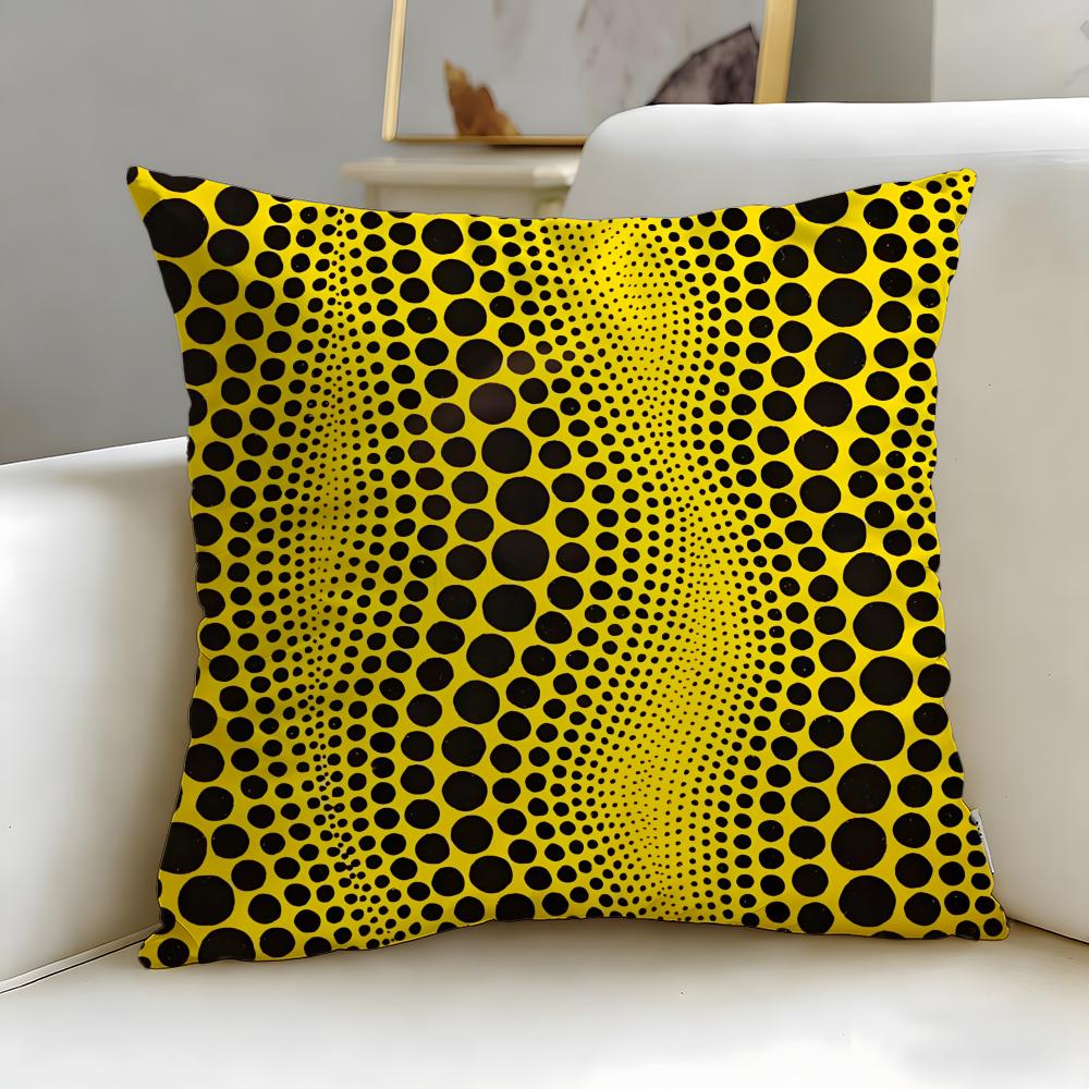 classic artist Yayoi Kusama Cushion Cover Soft & Easy-Wash Pillow Case – Versatile for Couch, Bed, Travel and Office