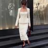 2025 A/W Women's French Long-Sleeved Suit Jacket & Skirt Set