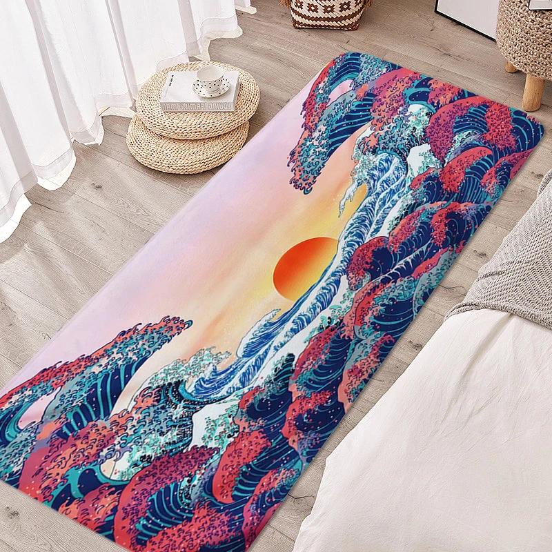 Carpet for Bedroom Japanese Waves Living Room Rugs Kitchen Floor Mat Washable Non-slip Doormat Entrance Door Home Decorations