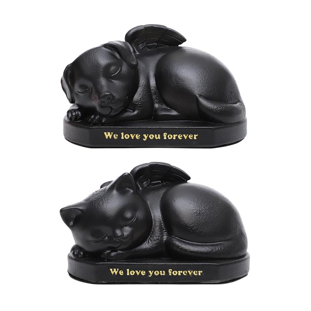 Pet Urns Cremation Memorial Urn Keeping Precious Resin Sleeping in Angel Wing Statue Memory for Indoor, Backyard, Living Room
