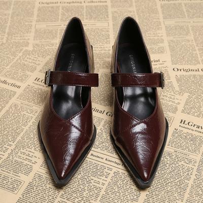 Fashion Spring and Autumn New Retro Plus Size Women's High-heeled Shoes 2025 Fashion with Pointed Party Mary Jane Low-cut Shoes