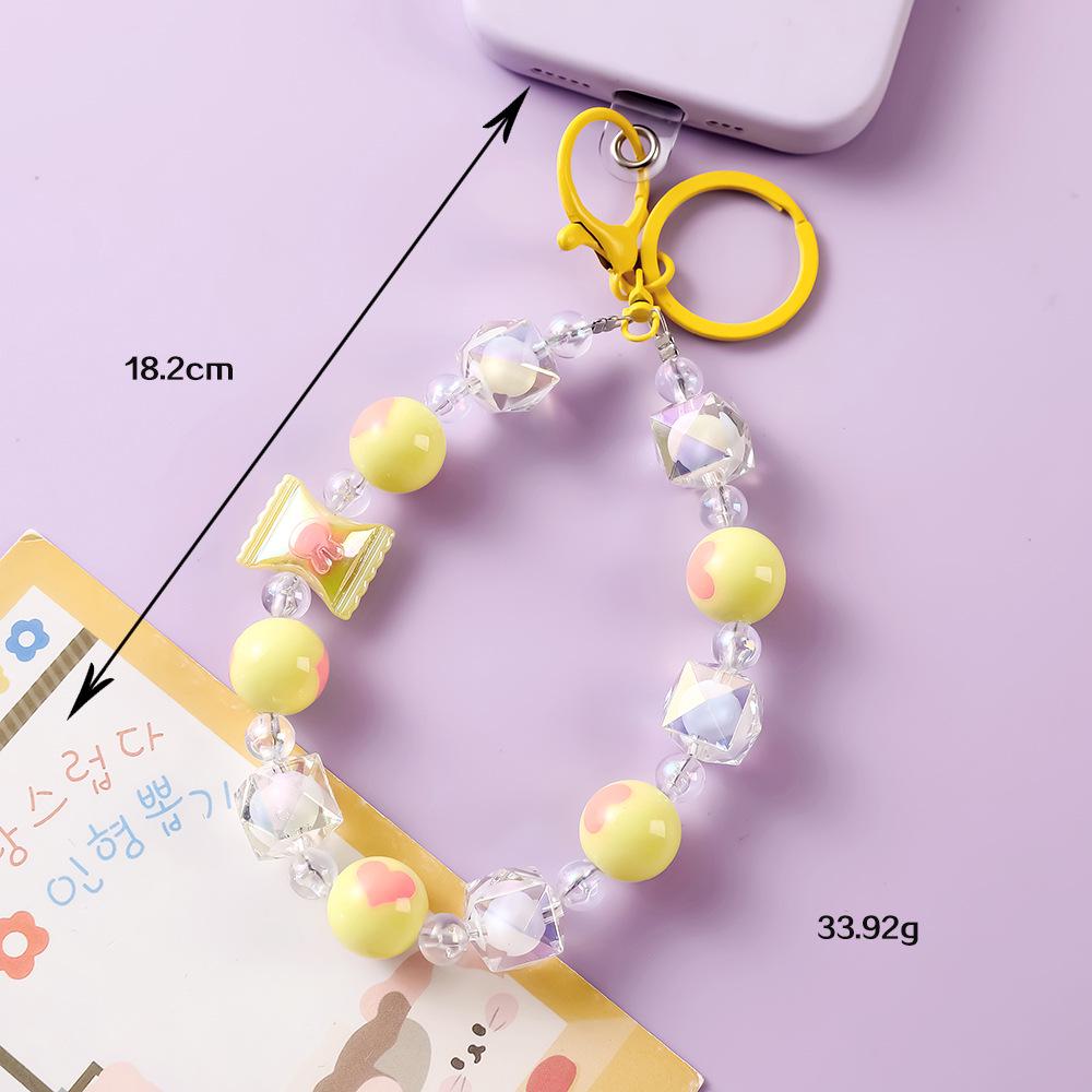 Fresh Candy Love Heart Phone Lanyard & Hand-Painted Case Decoration Beaded Keychain