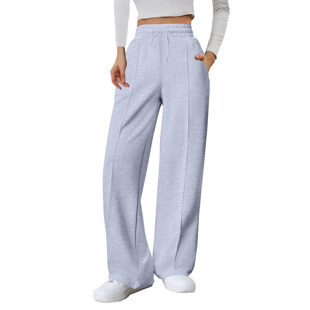 Women's Fashion Solid Color High Waist Wide Leg Casual Loose Pants Sweatpants