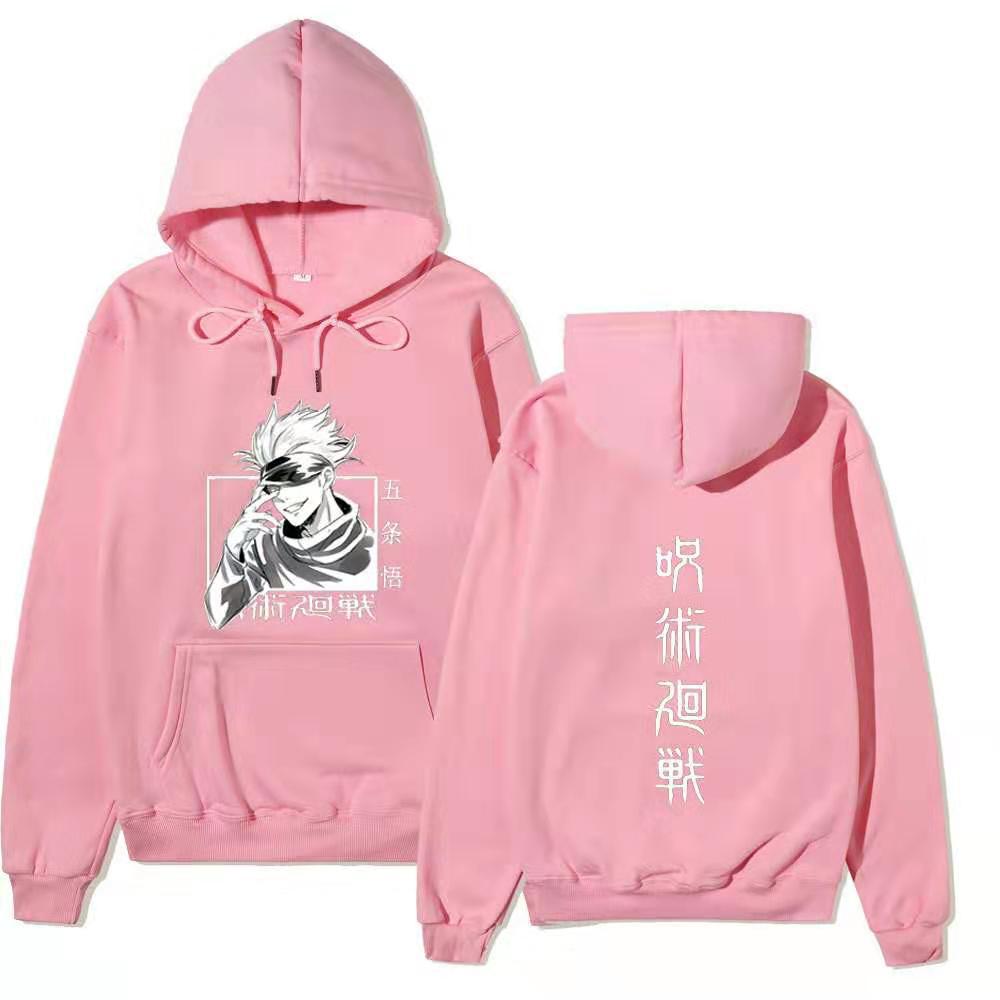 Jujutsu Kaisen Gojo Satoru Hoodie Double Sided Fleece Sweatshirt Front Back Japanese Kanji Manga Anime Pullover