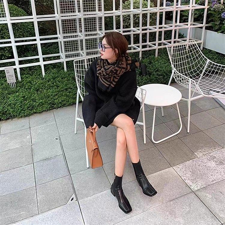 European & American Kendall Square Toe Chunky Heel Ankle Boots - Autumn/Winter Patent Leather Fashion for Women.