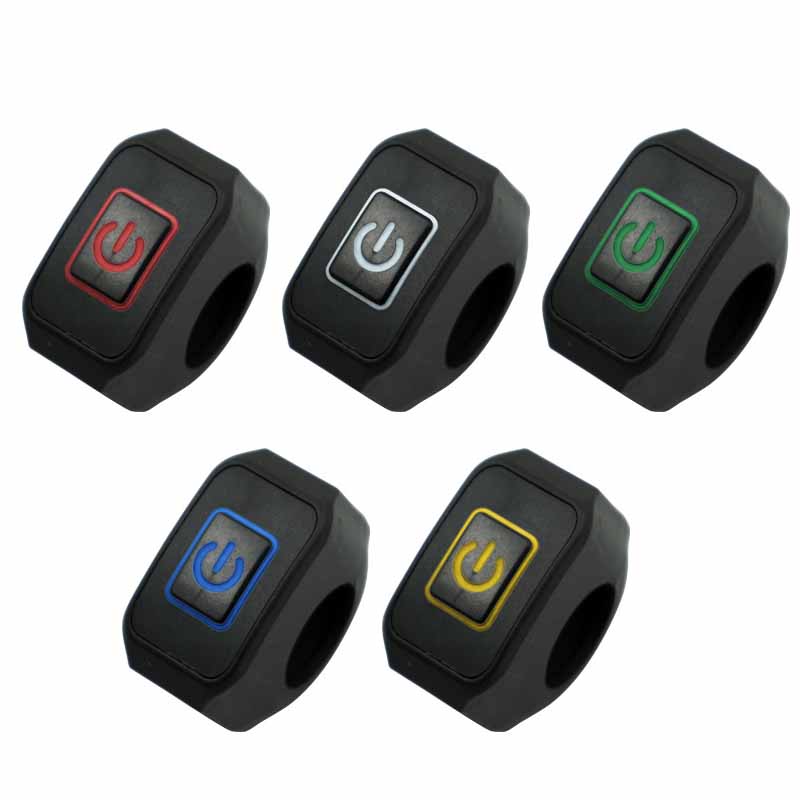 22MM Motorrad Schalterknopf Lenkerhalterung Wasserdicht Modifizierter Schalter Scheinwerfer Hupe Steuerung EIN/AUS mit LED-Anzeigelampe