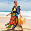 Kaftan Beach Dress Rayon Kvinnor Boho Colorful Printed Plus Size Maxi Summer Baddräkt Cover Up