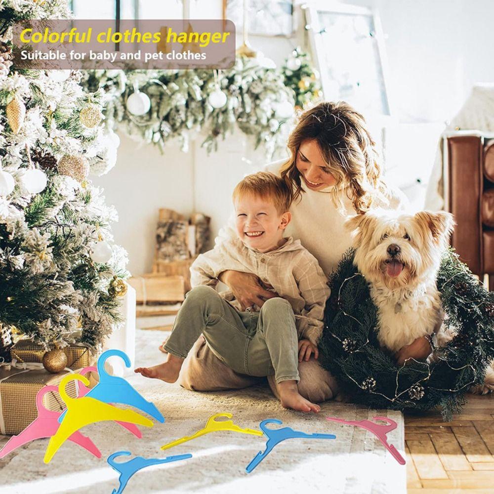 12pcs/set Anti-Skid Pet Clothes Hangers Colorful Small Hangers Mini Wardrobe Cat Clothes Rack  Puppy