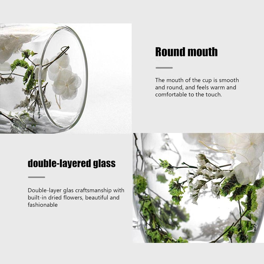 350ml Double Wall Glass Cup Anti-Scalding Coffee Mug Creative Flower Cup  Home&Office