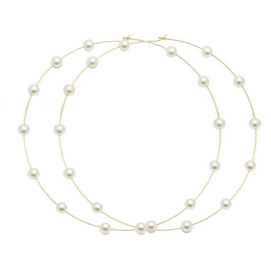 Original Design Simple Temperament Pearl Circle Earrings, Street Photography Resort Style Luxury Versatile Trend Earrings