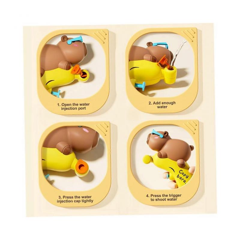 Capybara Shaped Water Gun, 2-Pack Plastic Long-Range Squeeze Water Pistol for Kids 3+, Outdoor Beach Pool Gift