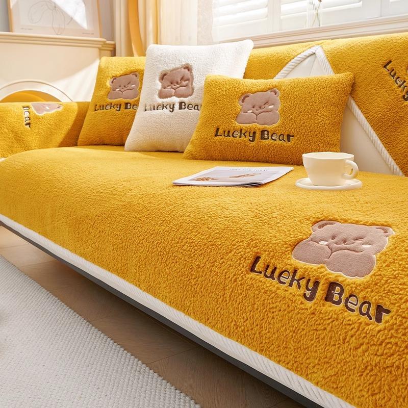 Winter Plüsch Sofa Abdeckung Verdickt Nicht-Slip Sitz Kissen Sofa Slipcover Cartoon Abdeckung Handtuch