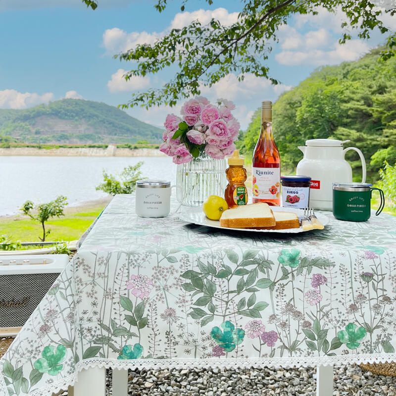 Forest Melody Lace Waterproof Tablecloth 4-Person 105x180 pink