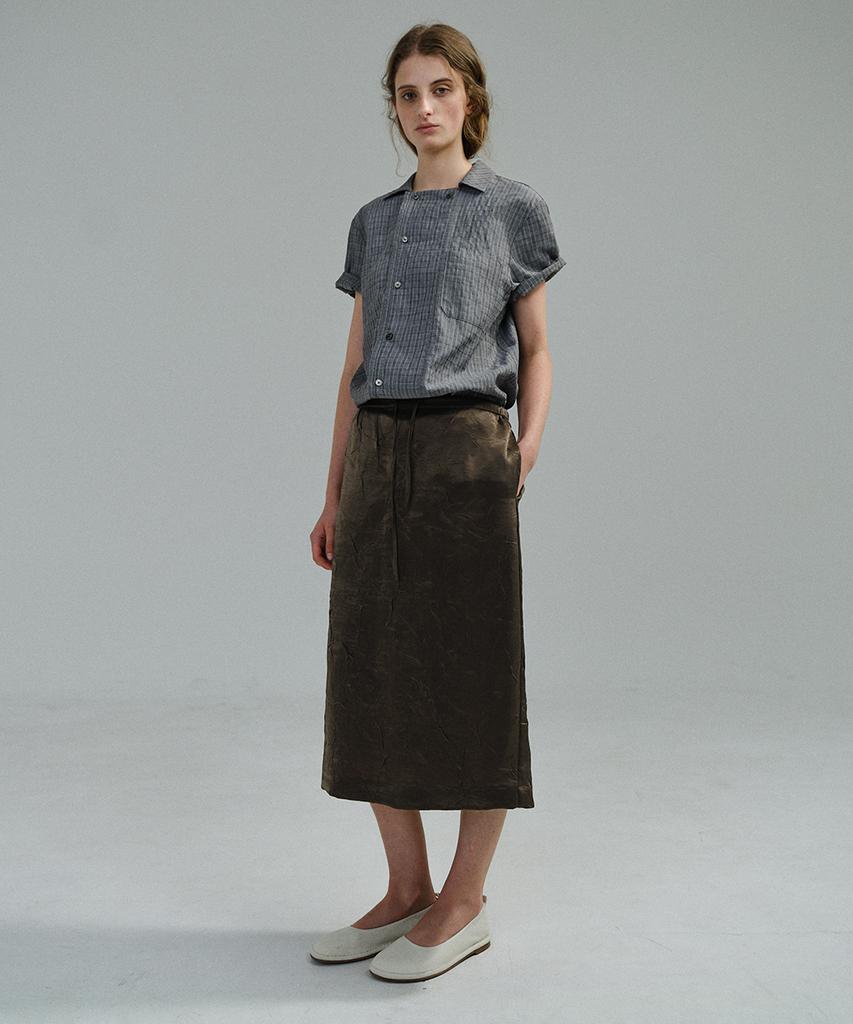 Aubeuawo Putty Satin Skirt (Brown)
