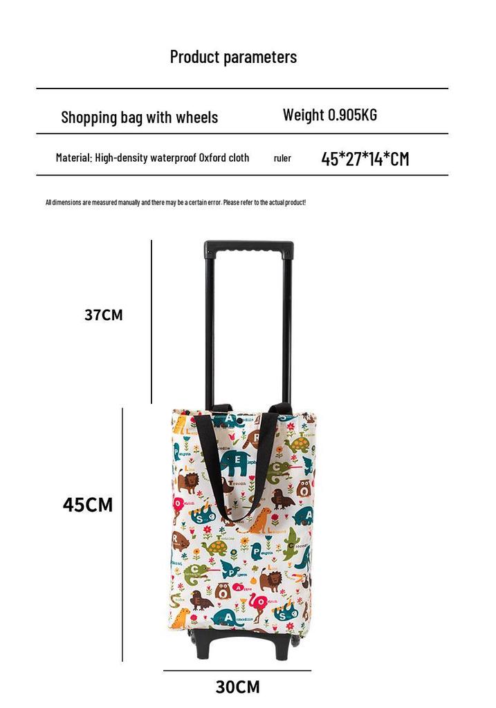 Foldable Shopping Cart Waterproof Trolley for Home Use and Outdoor Trips