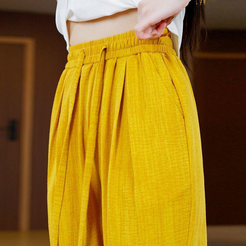 Rose Red Linen High-Waisted Wide-Leg Pants for Women - 2025 Summer Collection