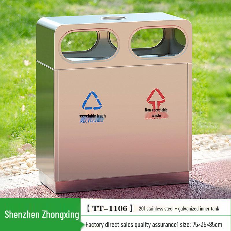 Stainless Steel Outdoor Trash Can: Large Sanitation Bin for Fruit Peels and Waste