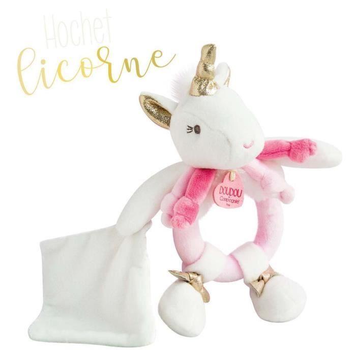 DOUDOU ET COMPAGNIE Lucie La Licorne - Hochet Avec Doudou