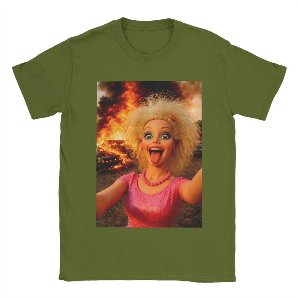 Doll Face Meme Expression Crazy Doll Hilarious Meme Unisex T Shirt Tee Shirt Short Sleeve Round Neck TShirts Pure Cotton Clothes
