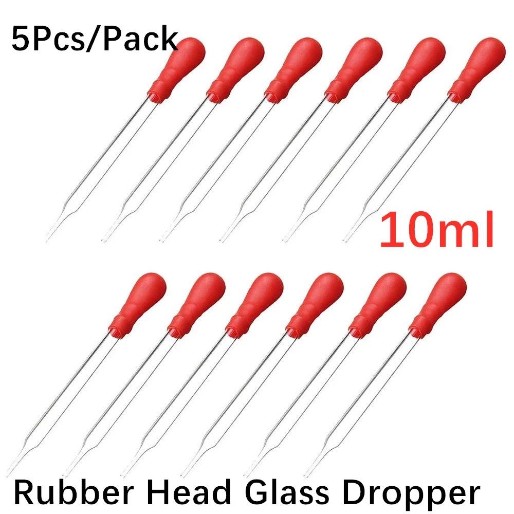 

5Pcs/Pack 10ml Glass Pipette Medicine Laboratory Dropper Red Rubber Head Pipet Transparent Dropper Color School Lab Supplies 10ml