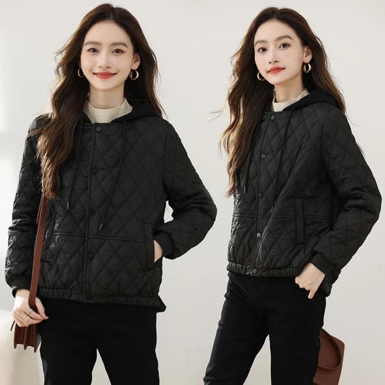 Waterproof Winter Coat for Women Oversize Hooded Jacket Thickened Plush Windbreaker Double Layer Casual L чёрный