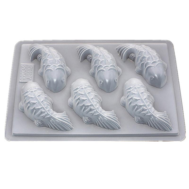 1ks 6 otvorů Ryba Kapr Silikonové dortové formy 3D Forma na výrobu mýdla Pomůcky na domácí pečení
