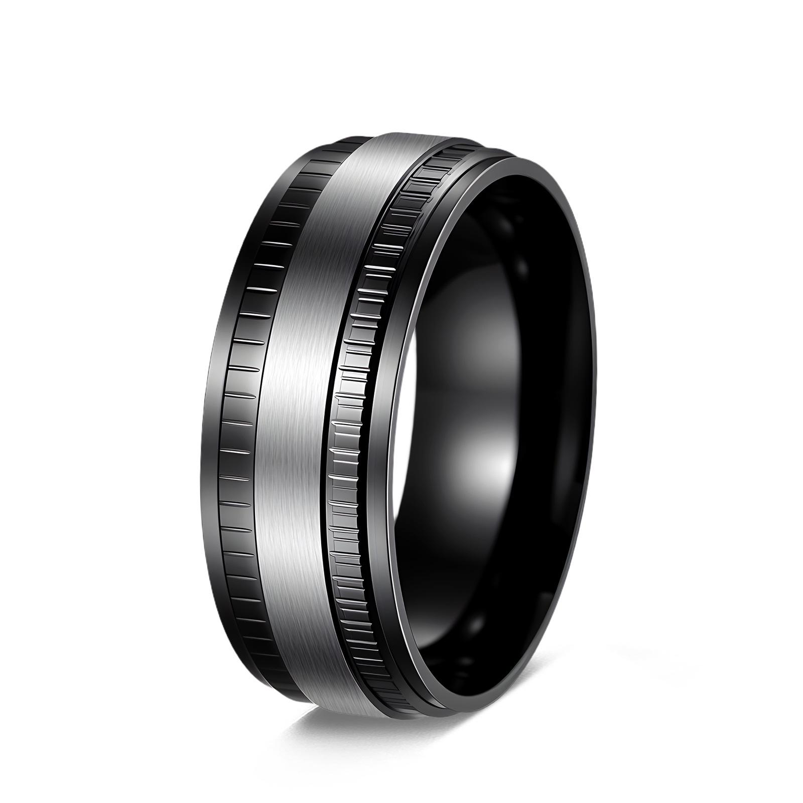 Мужское модное кольцо-шестеренка из титановой стали - Модный подарок Size 9 чёрный