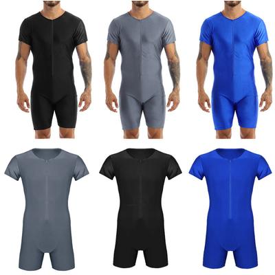 Men's Short Sleeve Jumpsuit One Piece T-shirt Bodysuit Rompers Pajamas Set