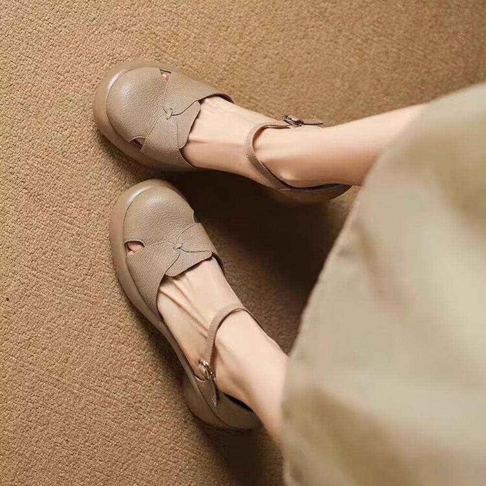 Mote 2025 Motesandaler Dame Lær Pu Rot Firkantet Roma Klovehæler Slides Gummi Lave Sandaler Dame Lave Klovehæler Slides