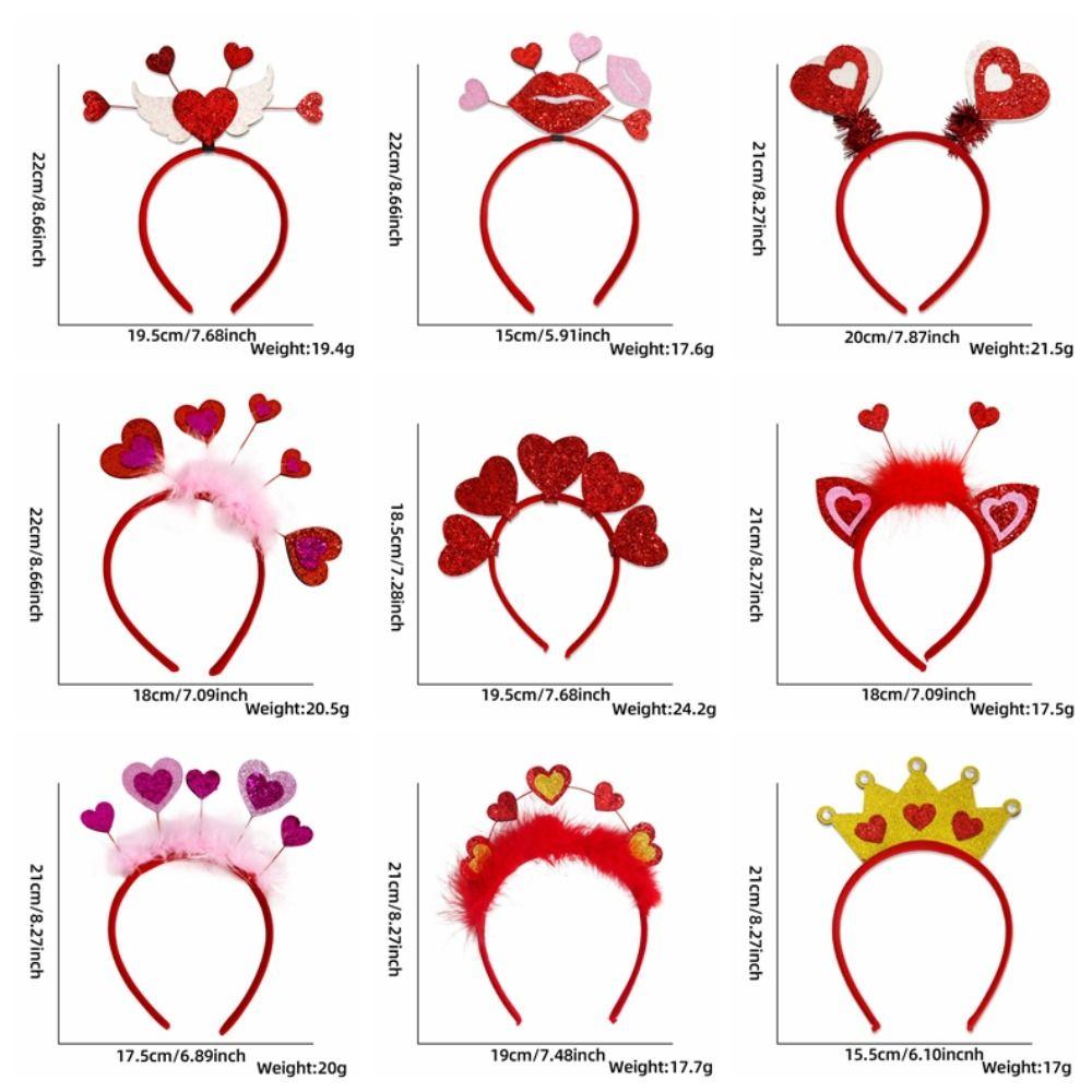 Peach Heart Red Love Heart Feather Headband Hair Hoop Valentines Day Headdress  Party