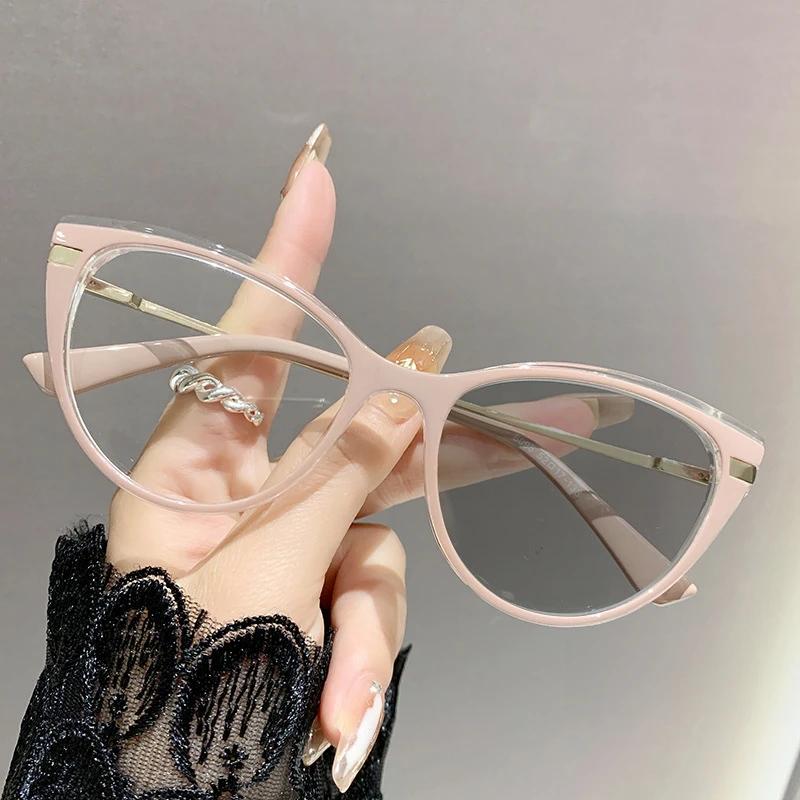Fashion Cat Eye Photochromic Myopia Glasses Ultra Light Full Frame Anti Blue Light Vintage Women Men Near Sight Eyewear