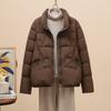 New Winter Fashion Foreign Style Loose Warm White Duck Down Jacket Stand-up Collar Short Thickened Down Jacket Women's Clothing