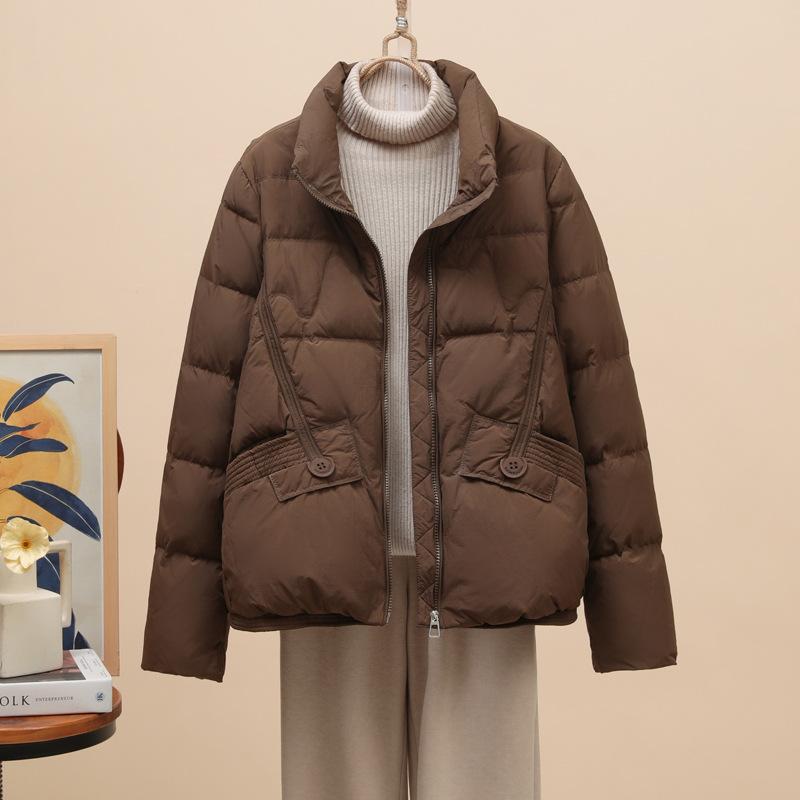 New Winter Fashion Foreign Style Loose Warm White Duck Down Jacket Stand-up Collar Short Thickened Down Jacket Women's Clothing