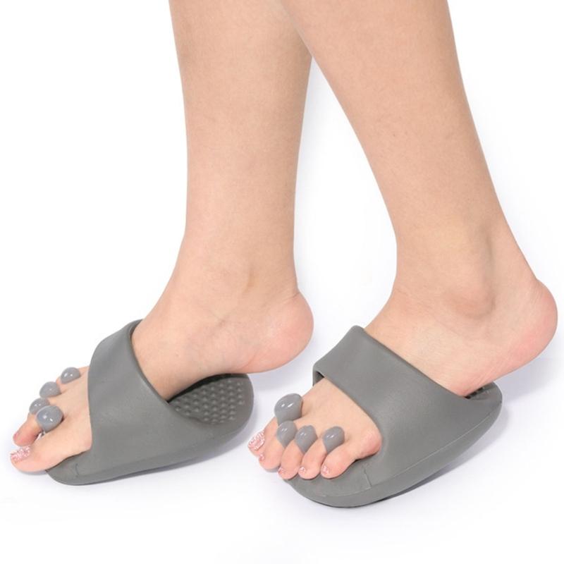 Foot Massage Slippers Sandals With Silicone Toe Prongs Reflexology Slippers Half Foot Shoe For Elderly Balance Stability