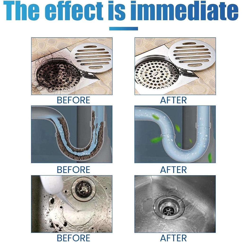 Drain Cleaner, Delighteal Pipeline Dredging Agent, Can Quickly Dissolving Blockages, For Kitchen and Toilet Pipelines, Drain Clog Remove