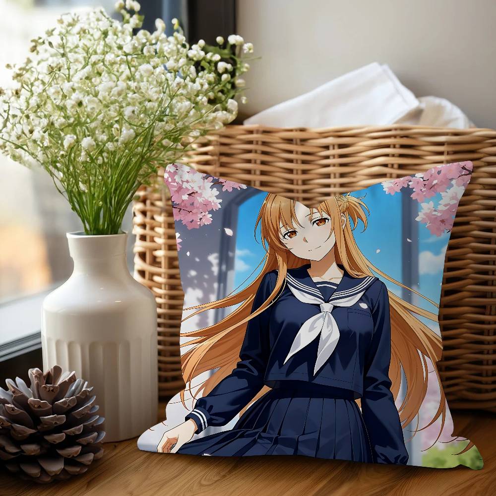 A-Asuna Cartoon 45*45cm Cushion Cover Pillow Cover Decor Pillowcase Home Pillowcase For Couch Pillow