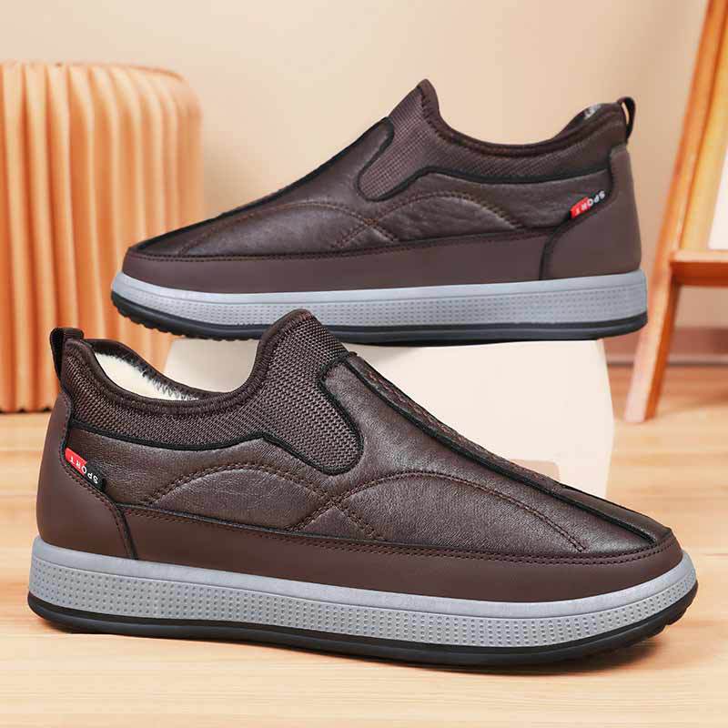 Winter neue Herren Baumwollschuhe rutschfest warm Samt Herrenschuhe Schneeschuhe Outdoor Ein-Pedal Papa Schuhe