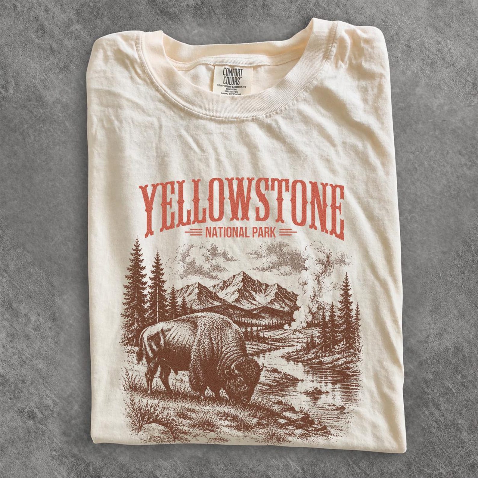Retro Yellowstone National Park Bison T-Shirt, Vintage Nature Graphic Tee 2XL