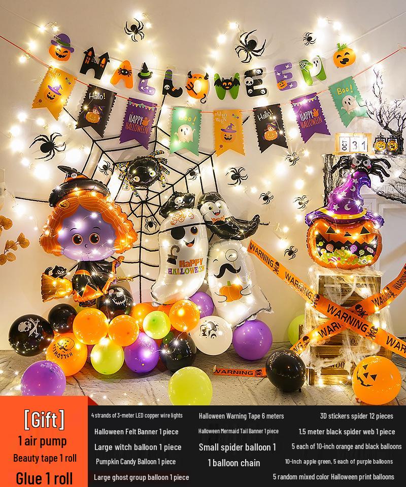 Halloween Kindergarten Party Wall Decor: Balloons & Props for Kids' Atmosphere